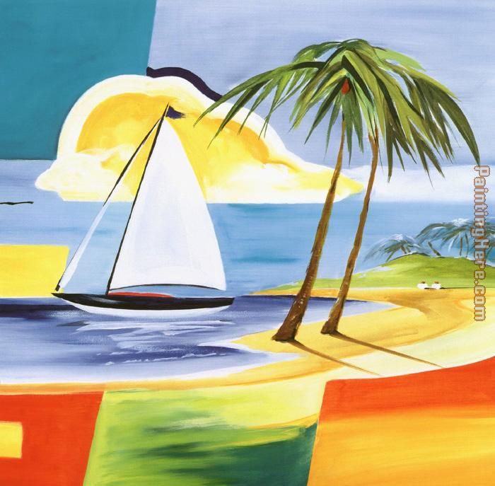 Sailing the Caribbean I painting - Alfred Gockel Sailing the Caribbean I art painting
